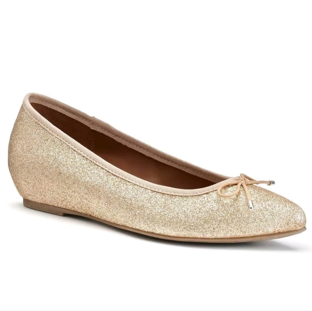 Candies Balero gold glitter bow flats size 9½